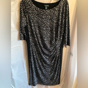 Lauren Ralph Lauren Plus Size Black and White Print Dress